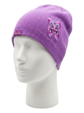 Francis Dick "Celebration of Life" Pink Purple Knit Beanie Toque with Butterfly